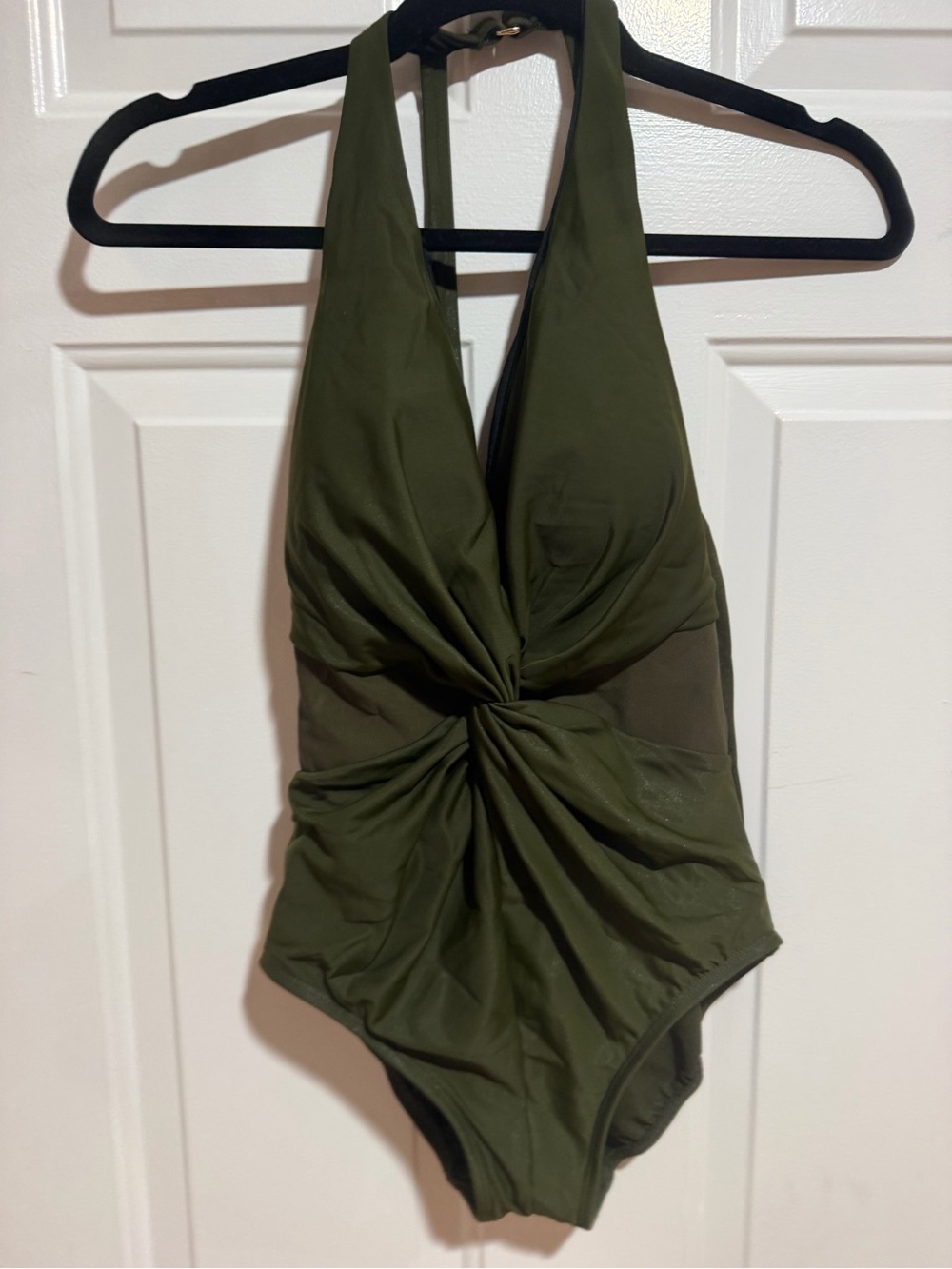 Miraclesuit Olive Green Halter Twist One-Piece Swimsuit